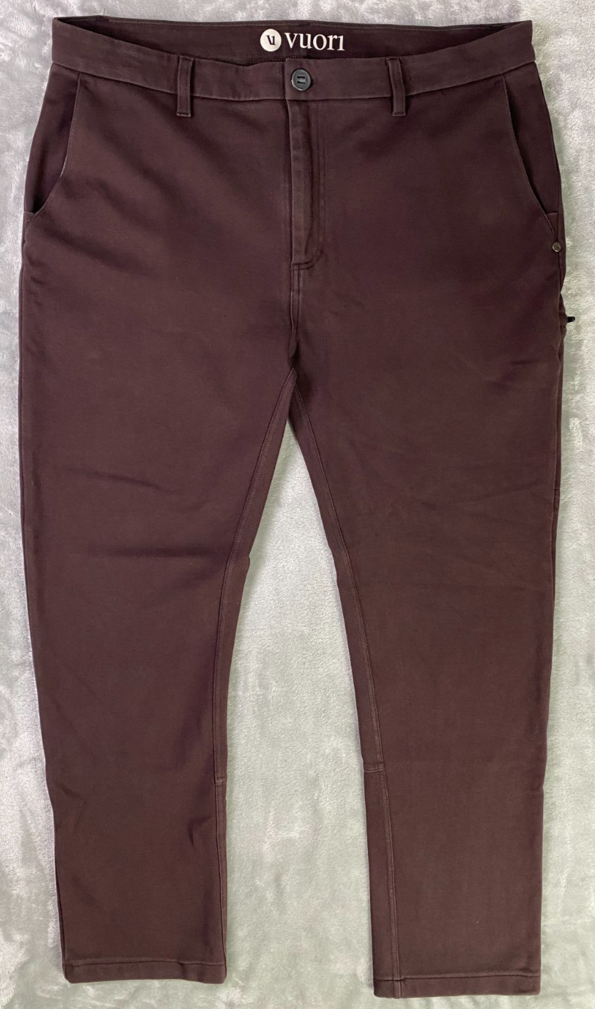 Vuori Meta Pant Mens 36 Brown Mahogany V420 Performance Stretch Chino Trouser