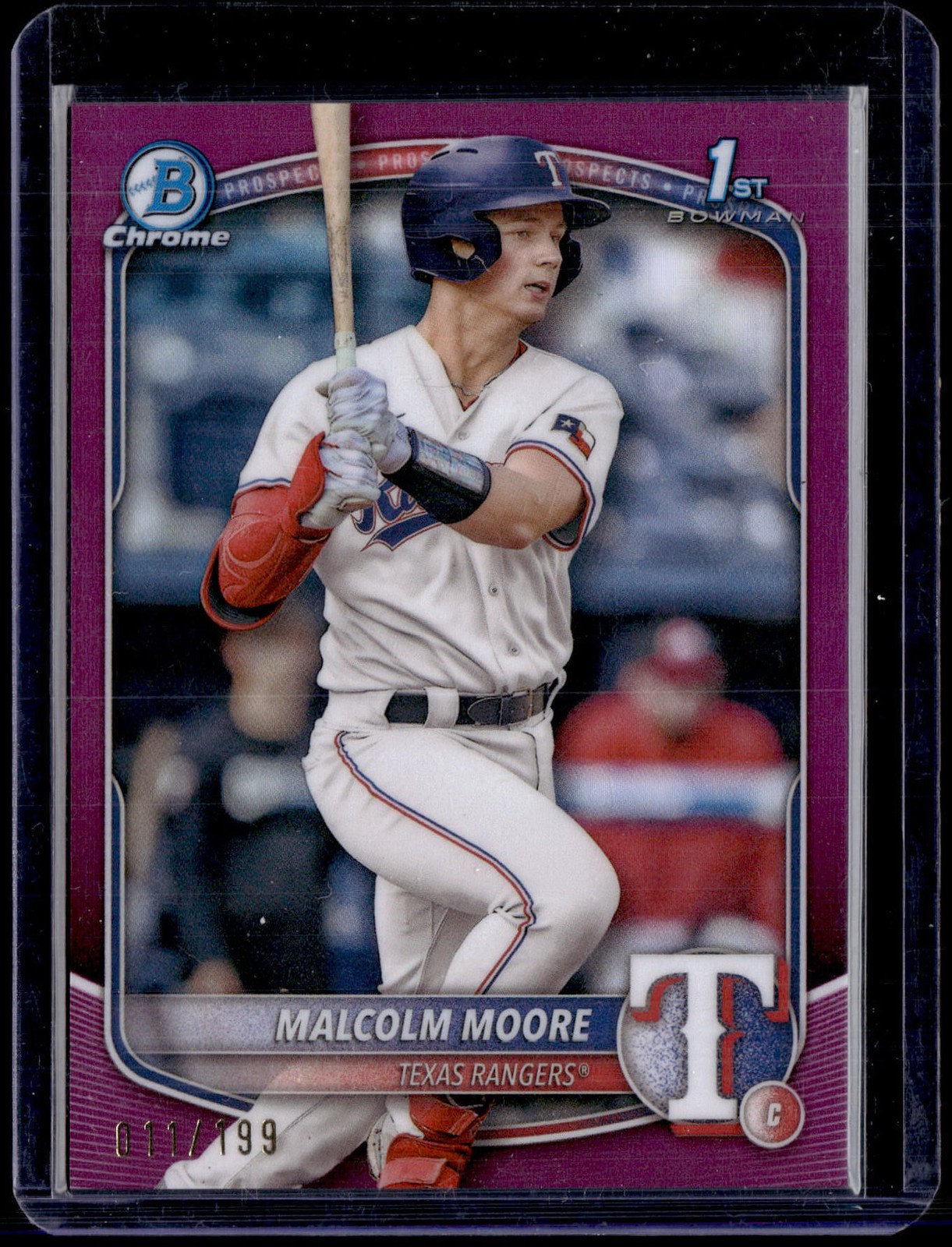 2025 Bowman #BCP-129 Malcolm Moore Chrome Prospects Fuchsia Refractor #/199