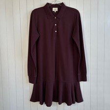 Tuckernuck size M May Polo dress long sleeve pique cotton burgundy wine short