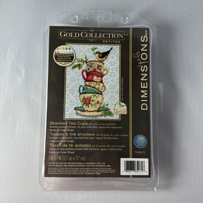 Dimensions Gold Collection Petites Stacked Tea Cups Cross Stitch Kit #70-65171