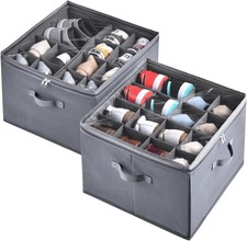 2 Pack Shoe Organizer Closet,Fits up to 32 Pairs,Adjustable Dividers Shoe