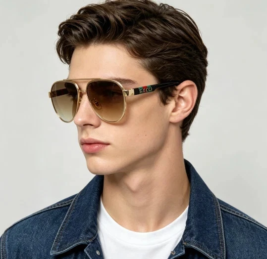 Gucci Aviator Gold Sunglasses for Men for sale | eBay