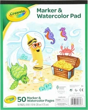 Crayola Marker & Watercolor Pad, 50 Blank Coloring Pages, Painting Paper, Art Su