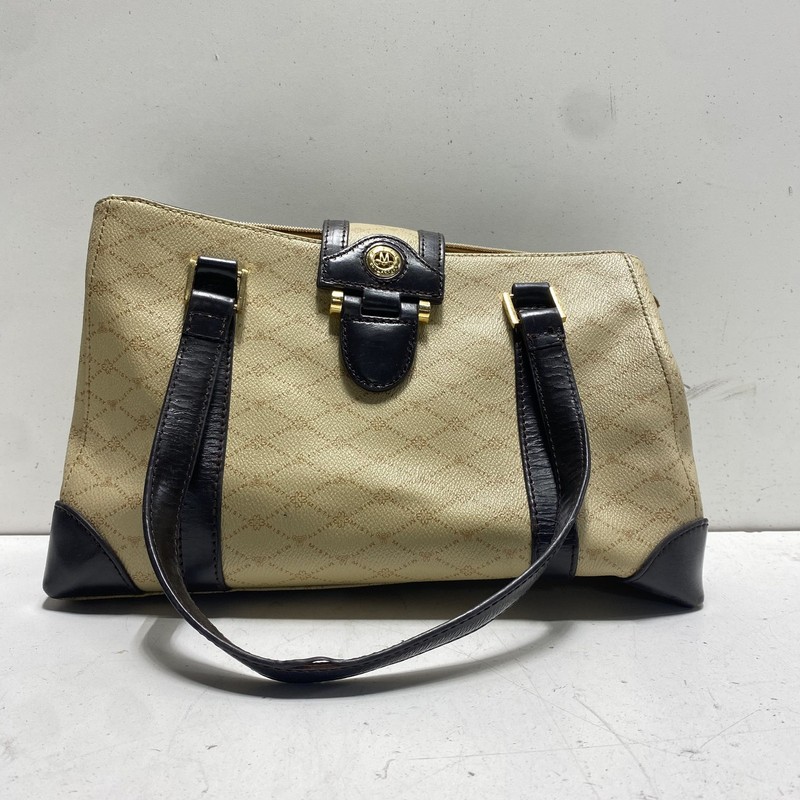 Vintage Misty Collection USA Beige Brown Monogram Logo Shoulder Bag Satchel