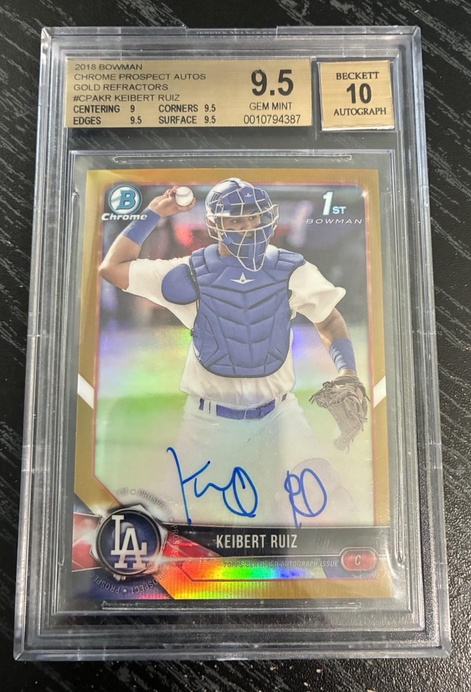 2018 Bowman Keibert Ruiz Chrome Refractor Prospect Auto Gold #/50 BGS 9.5/10