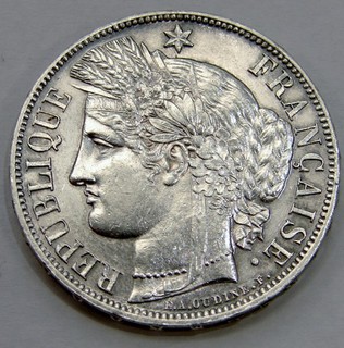 France 1870 Silver 5 Francs KM# 819 Cleaned