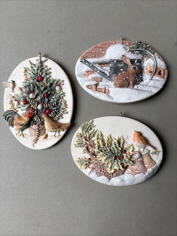 Lot 3 Hallmark Birds' Christmas Bunny Holly Nature's Sketchbook Marjolein Bastin