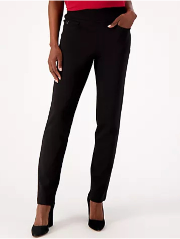 Belle by Kim Gravel 16 Petite Ponte Slim Straight Leg Pants A555484