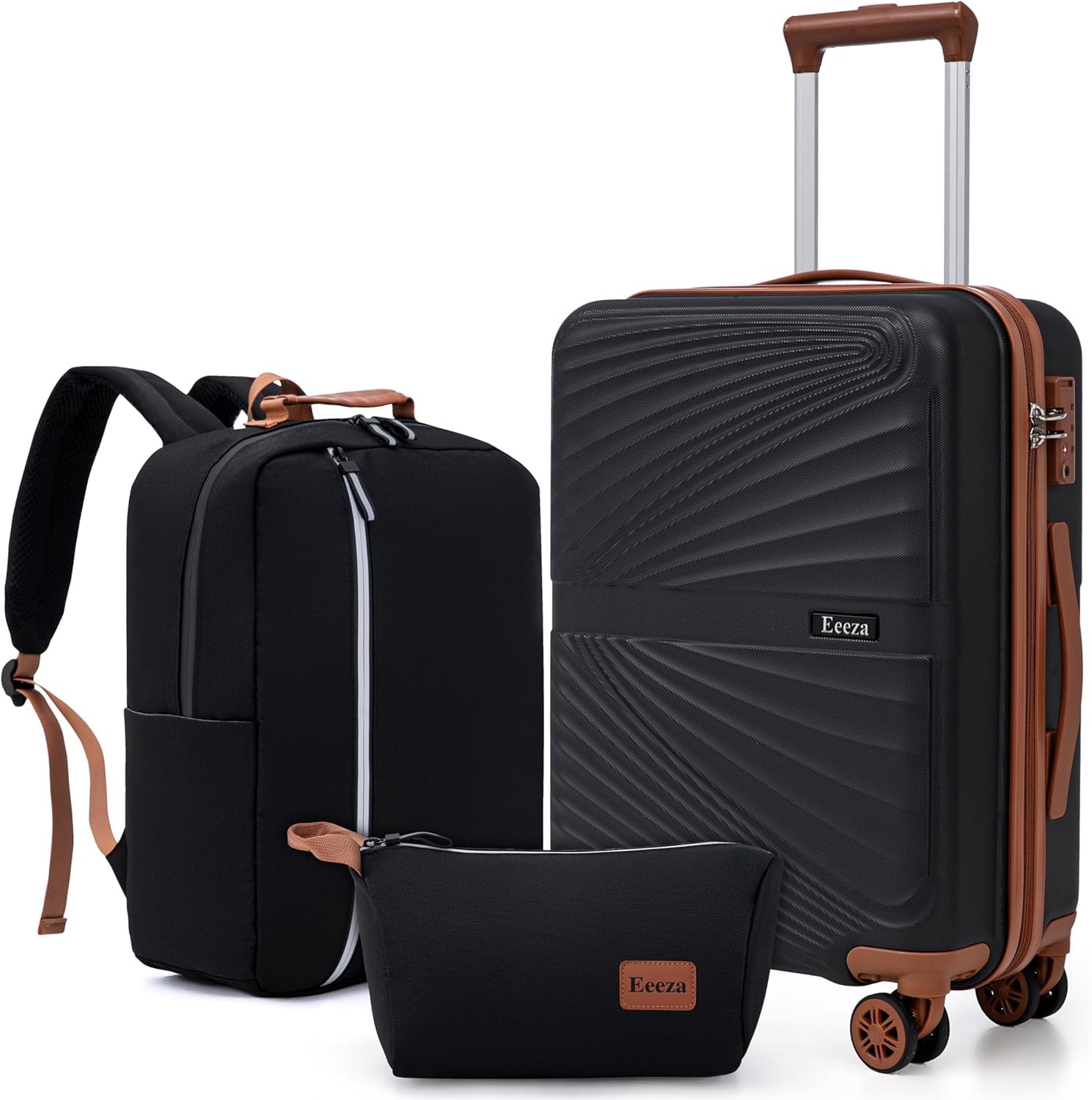 Set 3 Piece, Abs Hard Case With Spinner Wheels,tsa Lock, Bla
