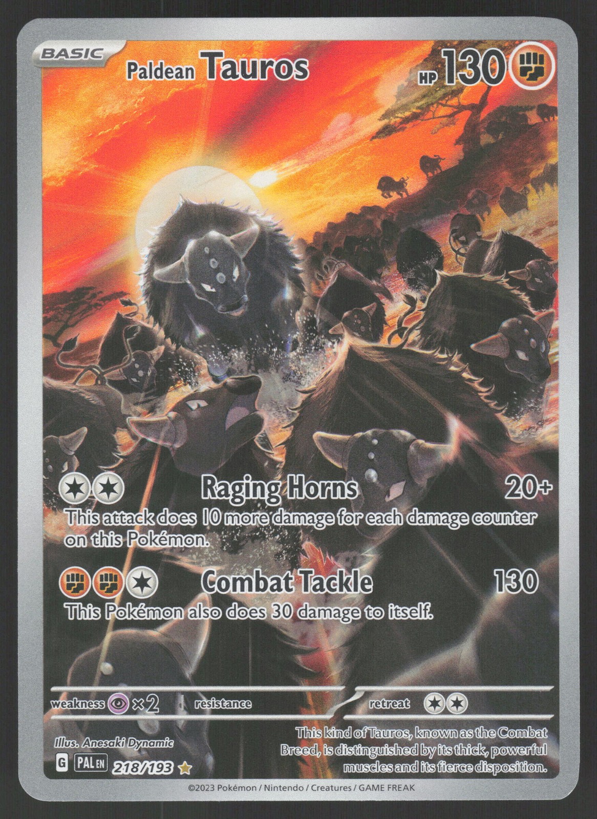 Paldean Tauros 218/193 Illustration Rare Pokemon TCG Paldea Evolved NM