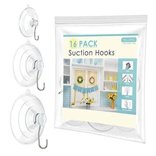  Suction Cup Hooks, Multi Size Suction Cups with Metal Hooks, Removable and 10