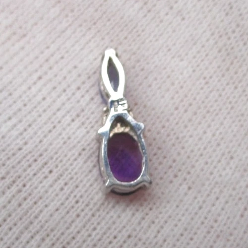 Colgante vintage de diamantes de tanzanita natural y amatista de oro blanco de 14k 1930 como nuevo Foto 3 de 4