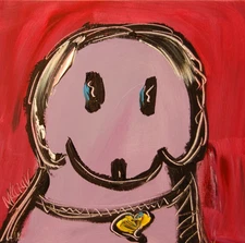 PINK DOG   BY  MARK KAZAV - ORIGINAL OIL PAINTING ABSTRACT 11x14 d23f