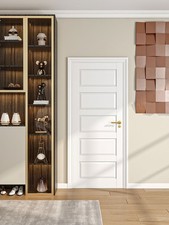 24''x80'' White Primed French Interior Door 5-Panel Slab for Bedroom Closet