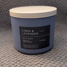 Bath & Body Works White Barn Linen & Lavender 3-Wick Candle 14.5 oz Discontinued
