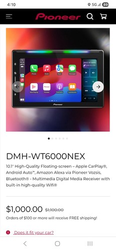 Pioneer DMH-WT6000NEX Multimedia Receiver with 10.1 inch Touch Floating Display
