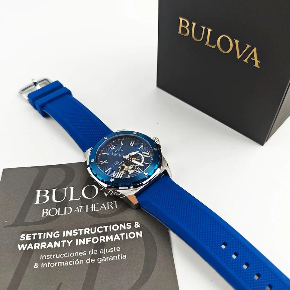 Bulova 98A303 Marine Star Blue Dial - Silicon Strap Men's 45mm Automatic Watch - Image 4 of 4