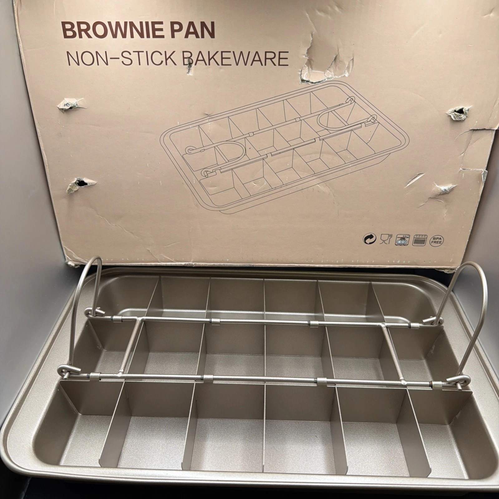 Non-Stick Carbon Steel Brownie Baking Pan Creative Chocolate Cake Mold Baking