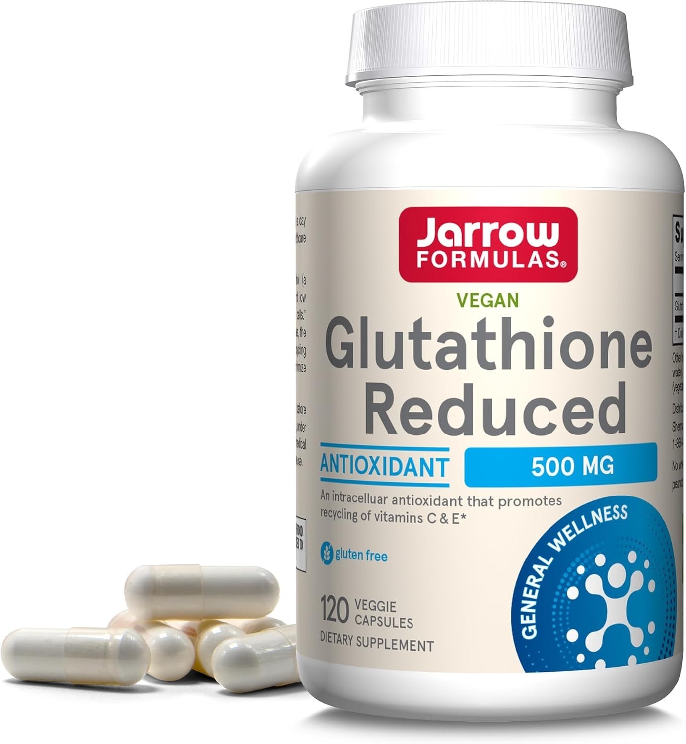 Jarrow Formulas Glutathione Reduced 500mg 120 vcaps | Intracellular Antioxidant