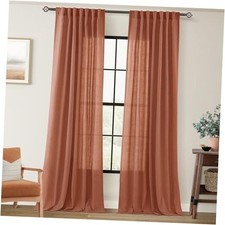 84 inch Linen Curtains 2 Panels for Living 52"W x 84"L Pack of 2 Terracotta