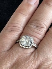 Halo Simulated Diamond Engagement Wedding Ladies Ring 925 Sterling Silver 3 Ct