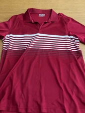 Men's Level Wear Golf Performance Polo Shirt Red Striped XL GREAT CONDITION