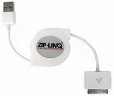 ZipLinq Black Round Retractable iPod/iPhone USB Charge  Sync Cable 32-in