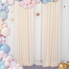 2 Panels Ivory Sequin Curtains, 2FTX7FT, Glitter Backdrop Drapes, Party, Photo