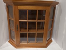 Rustic Wood Wall Curio 3-tier Shelf Display Cabinet Glass Wall Hang 22x18x6