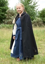 146cm Black Cotton Children’s Kids Medieval Hooded Cloak Reenactment Costume
