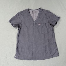 FIGS Catarina Scrub Top Womens M Gray V Neck Pocket Workwear Shirt Pocket FW1000