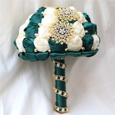 Ivory and Green wedding bouquet artificial Sweet 15 Quinceanera bouquet