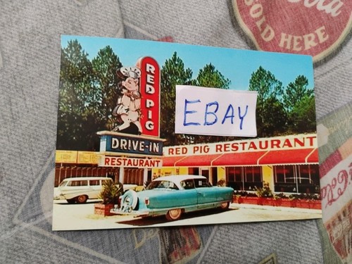 RED PIG, RESTAURANT/DRIVE-IN FROM 50s, GLOSSY COLOR, 4X6 PHOTO, BRAND NEW