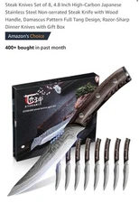 Steak Knives Set of 8, 4.8 Inch High-Carbon Japanese Stainless Steel Non-serr...
