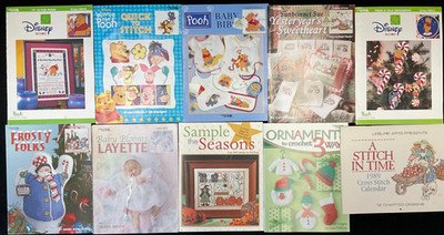 LEISURE ARTS LEAFLETS- 3089- 4241 -MANY CHOICES- CROSS-STITCH OR CROCHET