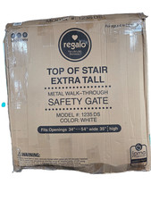 Regalo Extra Tall Top Of Stairs Gate with Mounting Kit 1235 DS - White