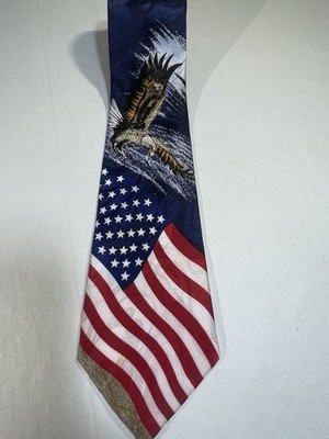 Steven Harris Hand Made Mens American Flag With An Eagle Neck Tie 60 x4 
