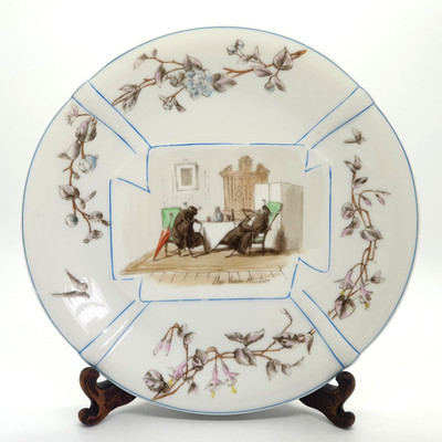 19. Jh. Haviland & Co Porzellan Dessertteller ''Une Bonne Histoire''
