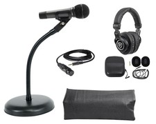 Audio Technica 1-Person PC Podcasting Podcast Microphone Gooseneck Headphones
