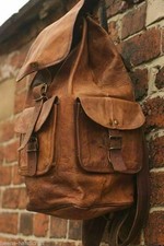 Leather Backpack Bag Laptop Vintage Travel Genuine Rucksack Brown Men's Handmade
