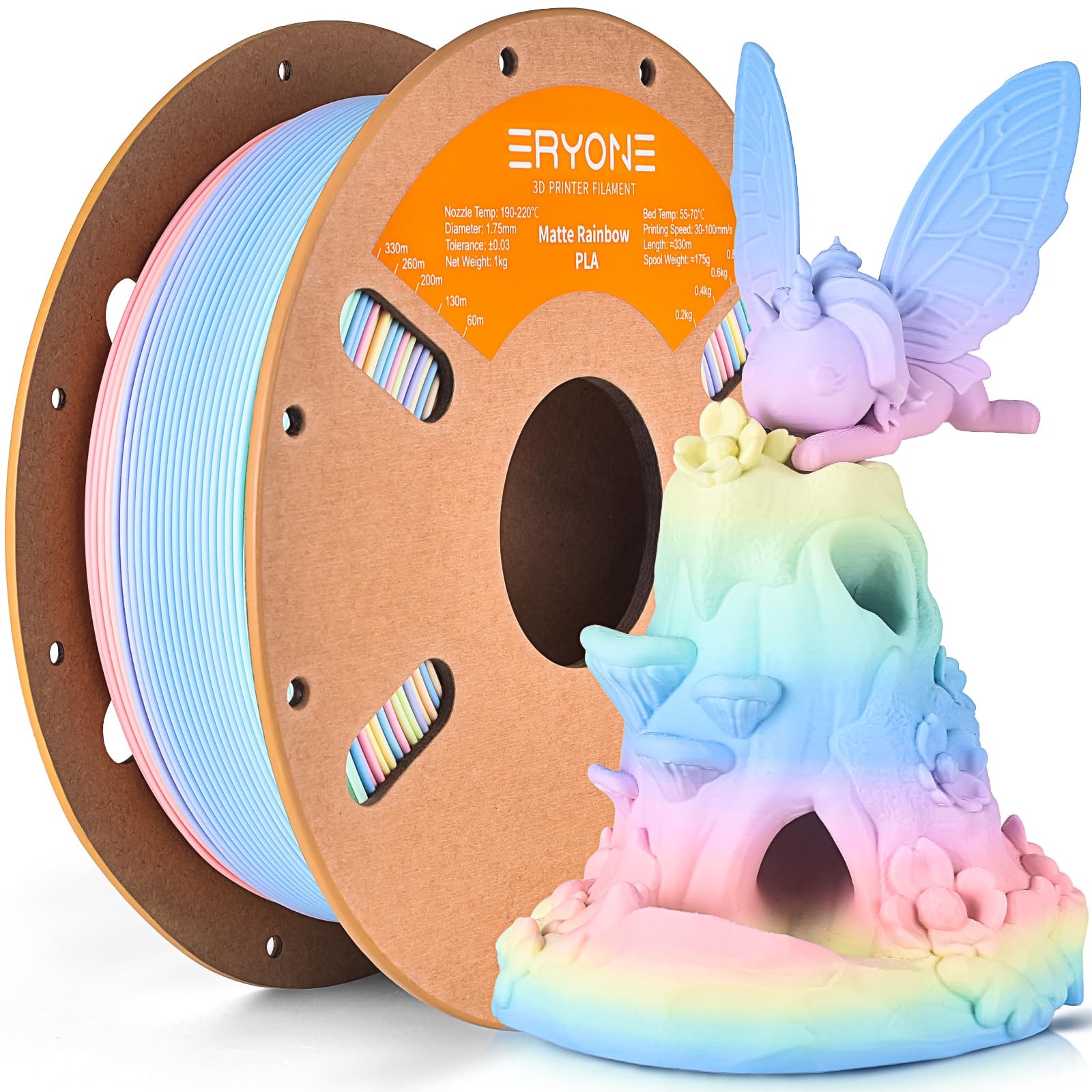 ERYONE Matte PLA Filament 1,75 mm, 3D Drucker Rainbow Macaron 