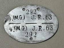 🇩🇪WWII German ID Tag–4.(M.G.)J.R.63–Combat Infantry MachineGun Disc