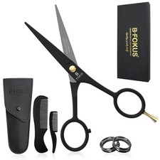 5" Premium Beard Mustache Scissors, Black High Carbon Stainless Steel Beard