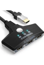 3-Port HDMI Switch with Pigtail Cable 3ft Braded Cable Splitter Hub