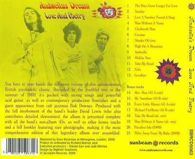 ANDWELLA'S DREAM LOVE & POETRY NEW CD