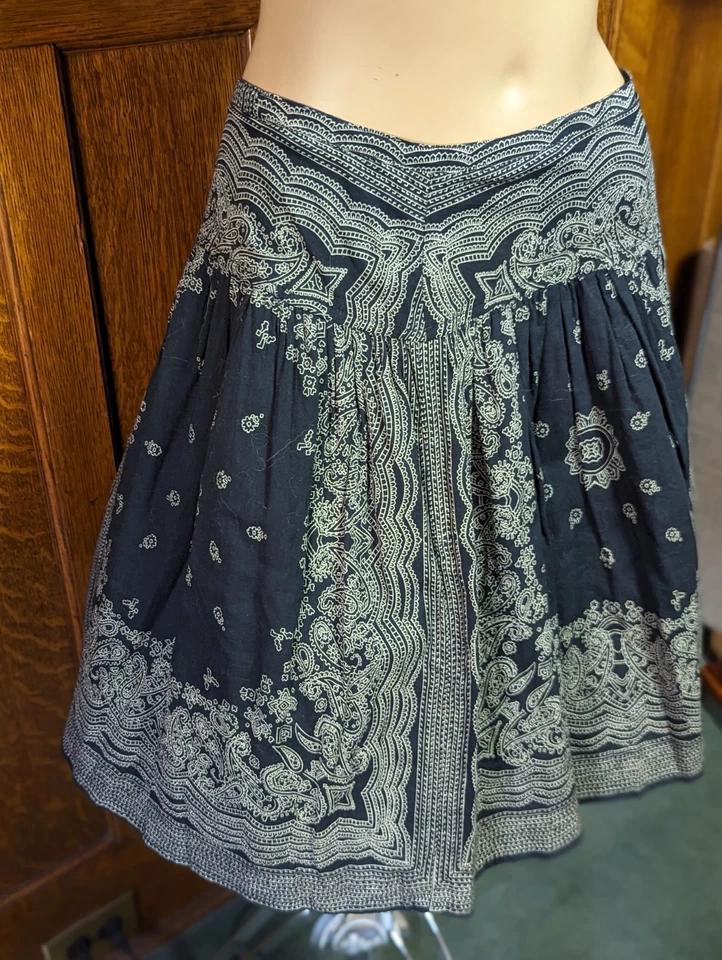 1990s Y2K Blue Plate Womens Cotton Mini Black Bandana Skirt Preppy NYC  M - Imagem 3 de 4