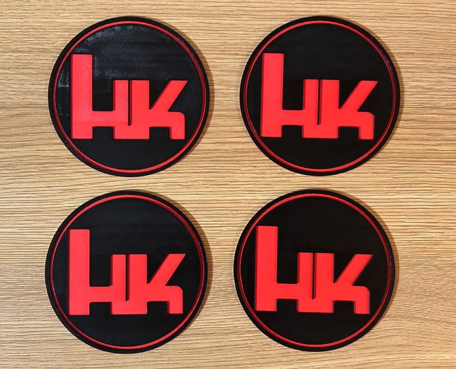 HK Theme 3D Printed Coaster Set 4 Free Holder Tactical Gun P