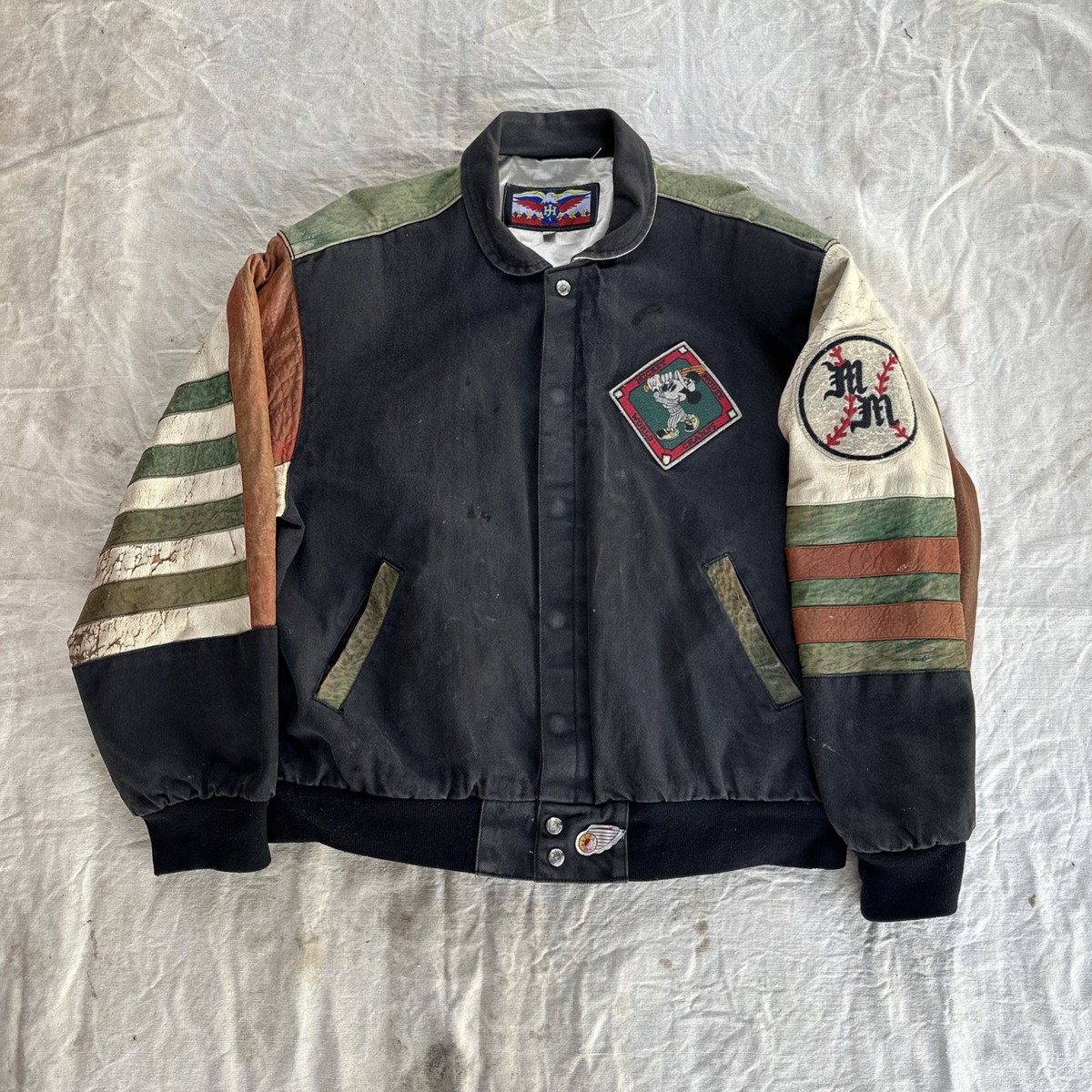 Vintage 90s Jeff Hamilton 'Mickey Mouse World Champs' Leather