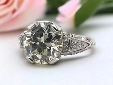 Filigree Art Deco Style Lab Created Diamond 14K White Gold FN Engagement Ring