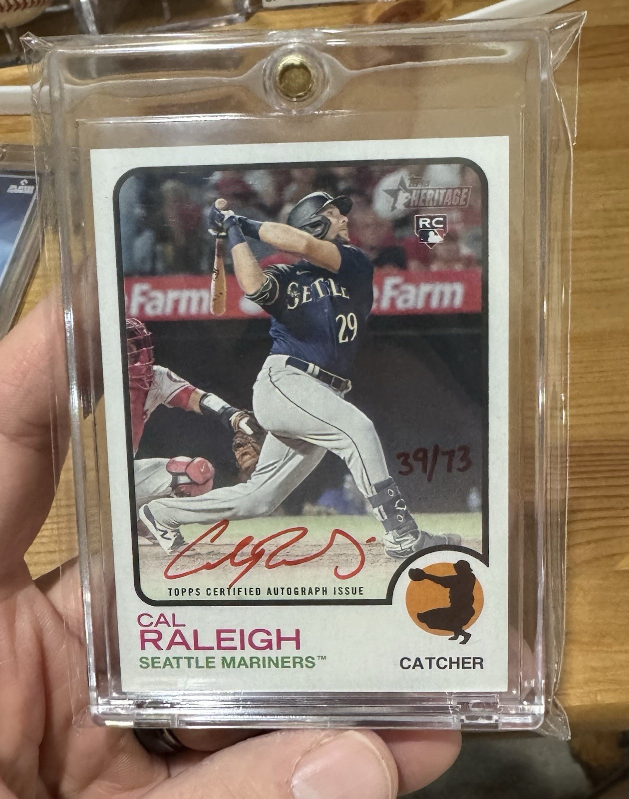 2022 Topps Heritage - Real One Red Ink Autographs Cal Raleigh #ROA-CR Auto /73